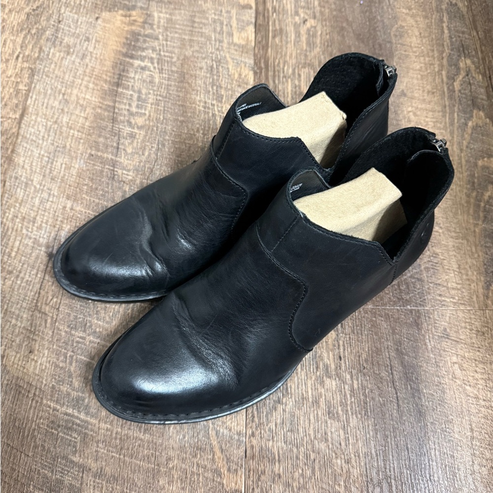 Born Black Leather Ankle Booties